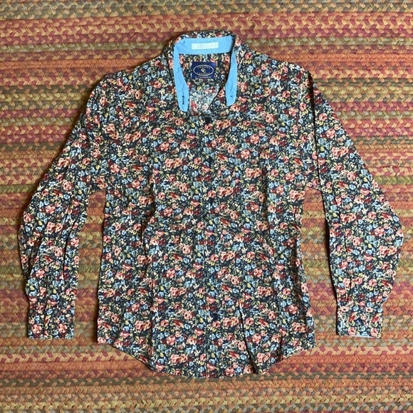 VTG RETRO MICRO FLORAL BUTTON UP LONG SLEEVE - Picture 2 of 4
